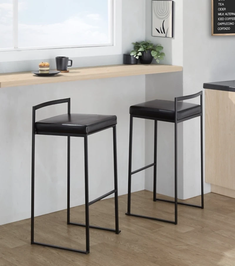 Faux Leather Stackable Bar Stools