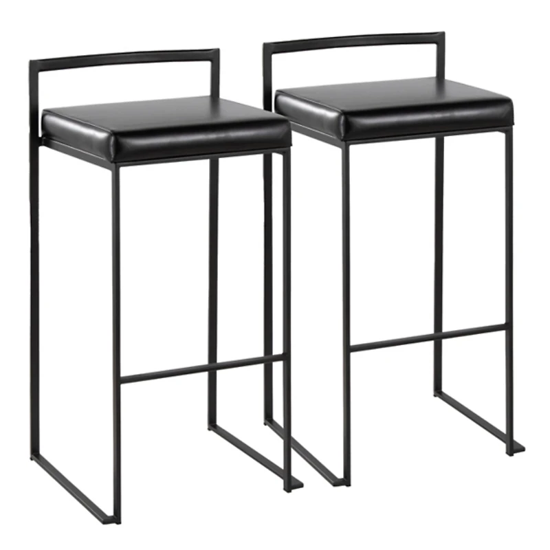 Faux Leather Stackable Bar Stools