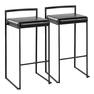 Faux Leather Stackable Bar Stools