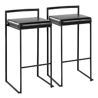 Faux Leather Stackable Bar Stools