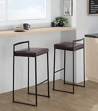 Faux Leather Stackable Bar Stools