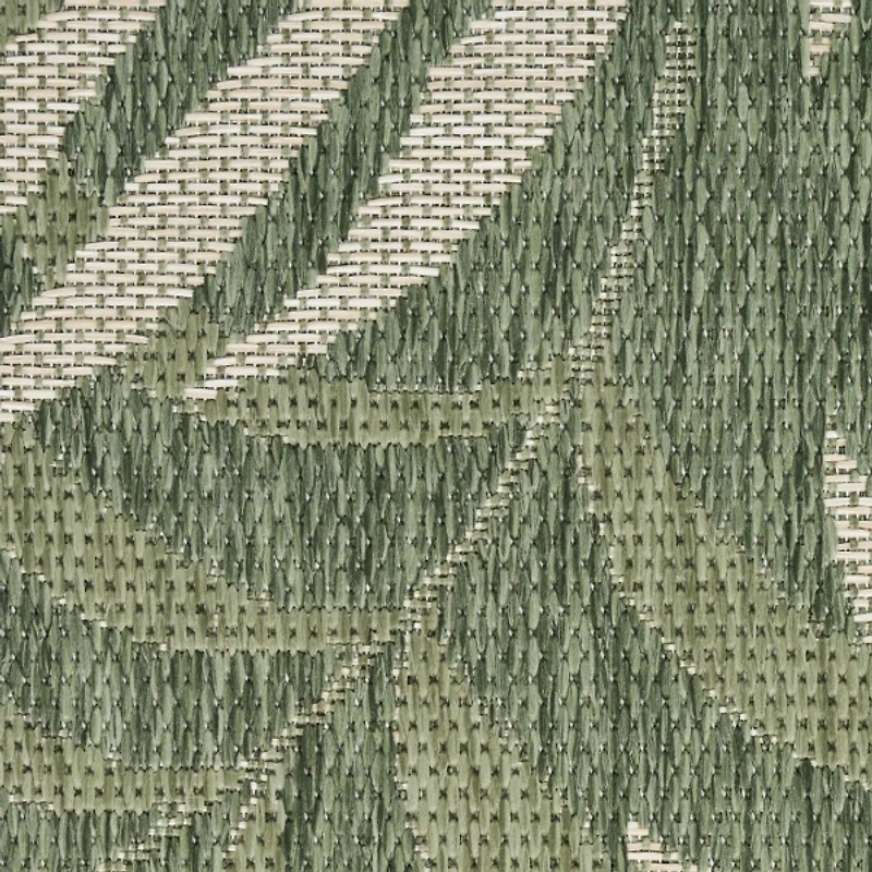 Green & Ivory Leaf Garden Oasis Outdoor Rug