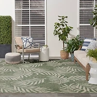 Green & Ivory Leaf Garden Oasis Outdoor Rug