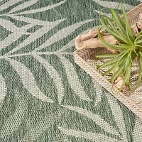 Green & Ivory Leaf Garden Oasis Outdoor Rug