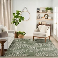 Green & Ivory Leaf Garden Oasis Outdoor Rug