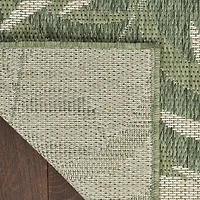 Green & Ivory Leaf Garden Oasis Outdoor Rug