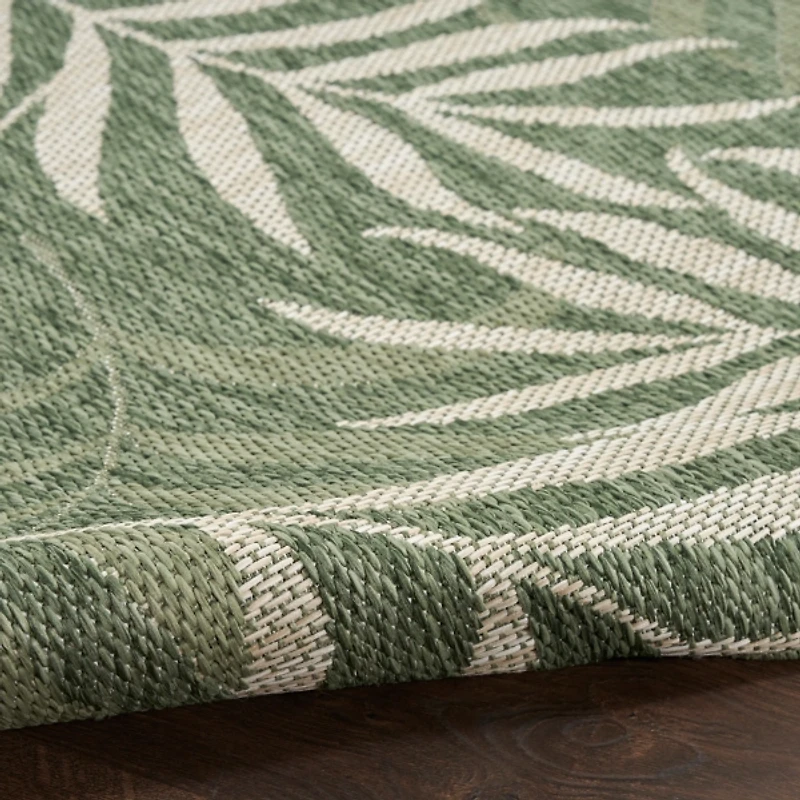 Green & Ivory Leaf Garden Oasis Outdoor Rug