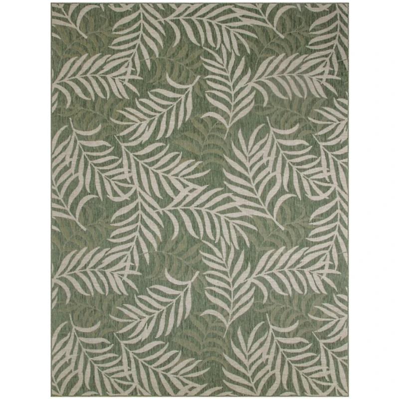 Green & Ivory Leaf Garden Oasis Outdoor Rug