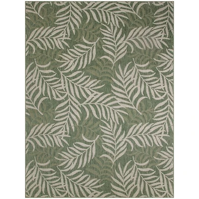 Green & Ivory Leaf Garden Oasis Outdoor Rug