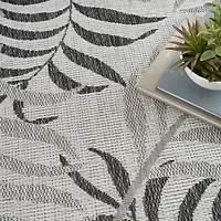 Gray Leaf Garden Oasis Outdoor Rug