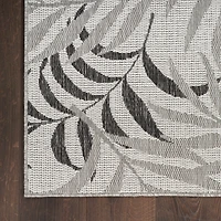 Gray Leaf Garden Oasis Outdoor Rug