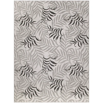 Gray Leaf Garden Oasis Outdoor Rug