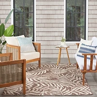 Mocha Brown Leaf Garden Oasis Outdoor Rug