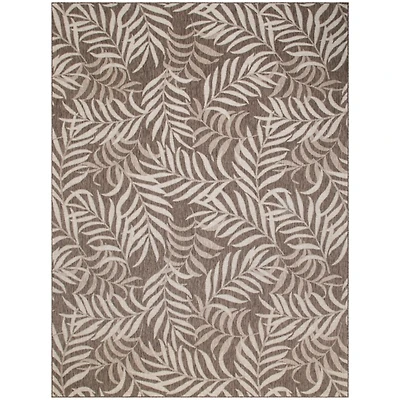 Mocha Brown Leaf Garden Oasis Outdoor Rug