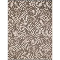 Mocha Brown Leaf Garden Oasis Outdoor Rug