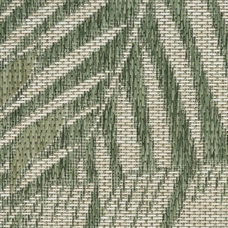 Green & Ivory Tropical Oasis Outdoor Rug