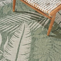 Green & Ivory Tropical Oasis Outdoor Rug