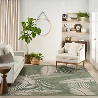 Green & Ivory Tropical Oasis Outdoor Rug