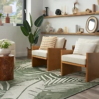 Green & Ivory Tropical Oasis Outdoor Rug