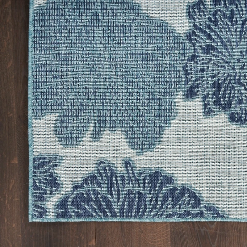 Blue Floral Garden Oasis Outdoor Rug