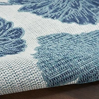 Blue Floral Garden Oasis Outdoor Rug