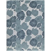 Blue Floral Garden Oasis Outdoor Rug