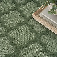 Green Raised Trellis Outdoor Rug