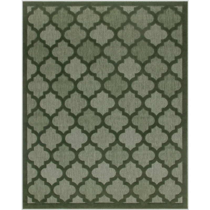 Green Raised Trellis Outdoor Rug
