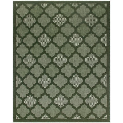 Green Raised Trellis Outdoor Rug
