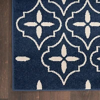 Navy Quatrefoil Indoor/Outdoor Rug