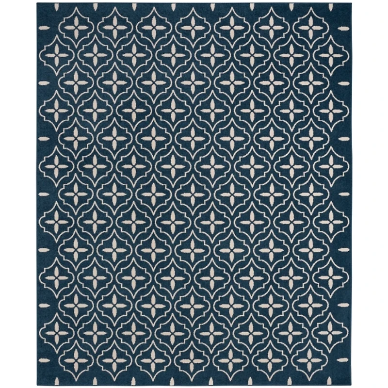 Navy Quatrefoil Indoor/Outdoor Rug