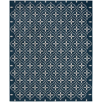 Navy Quatrefoil Indoor/Outdoor Rug