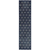 Navy and Ivory Quatrefoil Indoor/Outdoor Runner