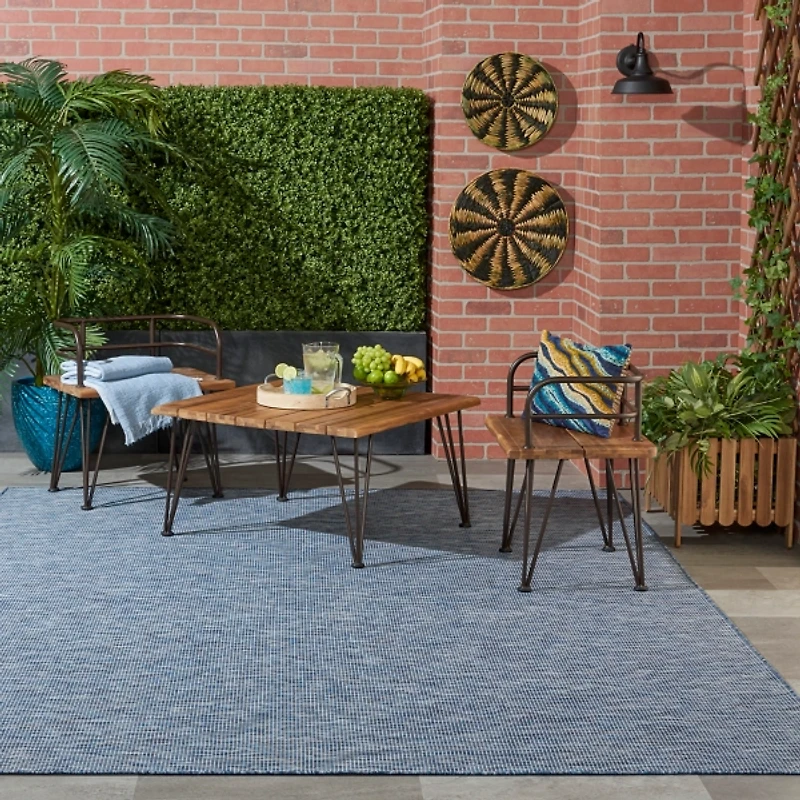 Navy Modern Positano Indoor/Outdoor Rug