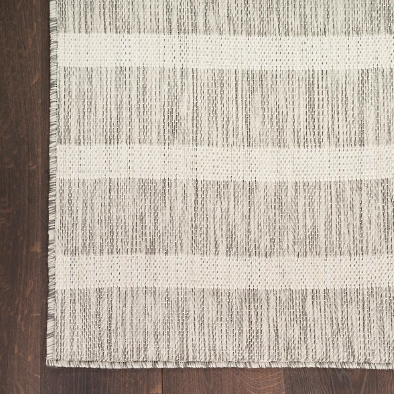 Gray & Ivory Striped Positano Outdoor Rug