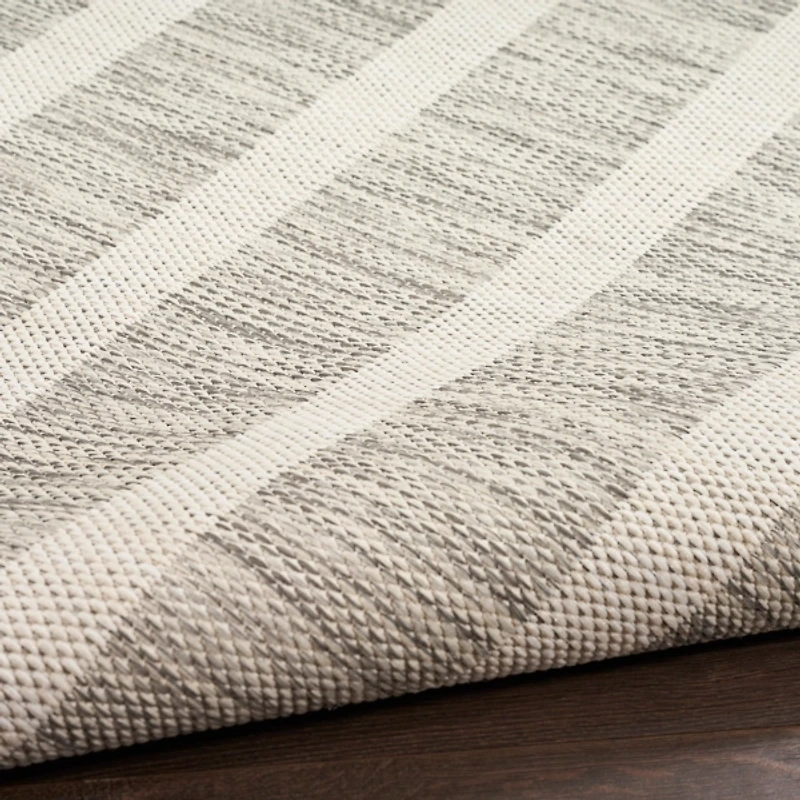 Gray & Ivory Striped Positano Outdoor Rug