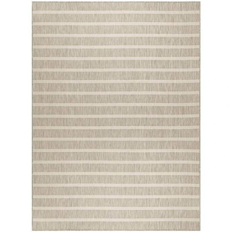 Gray & Ivory Striped Positano Outdoor Rug