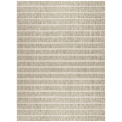 Gray & Ivory Striped Positano Outdoor Rug