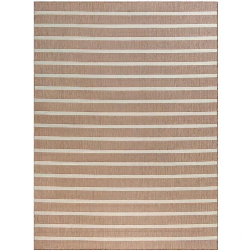 Jute & Ivory Striped Positano Outdoor Rug