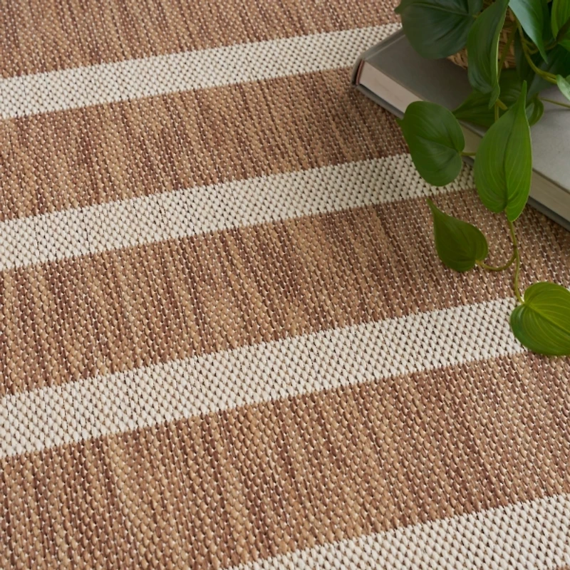 Jute & Ivory Striped Positano Outdoor Rug