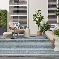 Navy & Ivory Striped Positano Outdoor Rug, 9x12