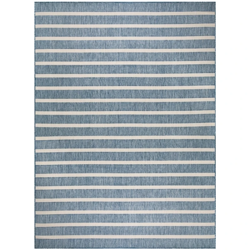 Navy & Ivory Striped Positano Outdoor Rug, 9x12