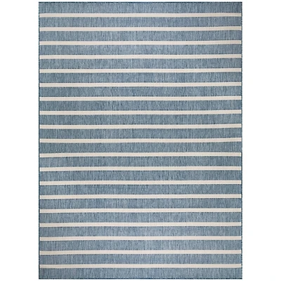 Navy & Ivory Striped Positano Outdoor Rug, 9x12