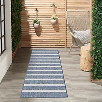 Navy & Ivory Striped Positano Outdoor Rug