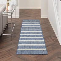 Navy & Ivory Striped Positano Outdoor Rug