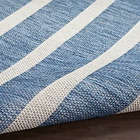 Navy & Ivory Striped Positano Outdoor Rug