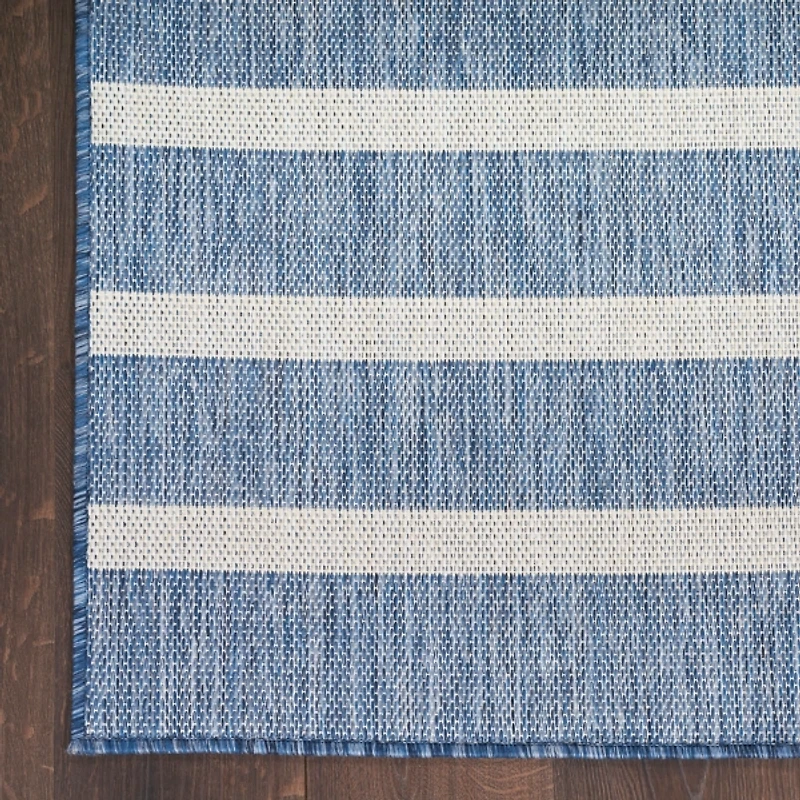 Navy & Ivory Striped Positano Outdoor Rug