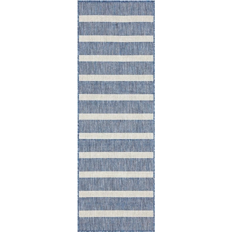 Navy & Ivory Striped Positano Outdoor Rug
