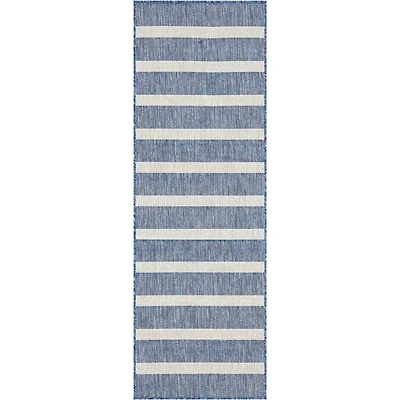 Navy & Ivory Striped Positano Outdoor Rug