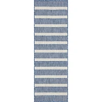 Navy & Ivory Striped Positano Outdoor Rug